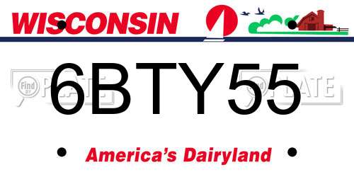 6BTY55 Wisconsin License Plate