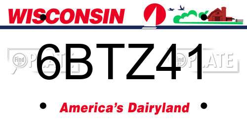 6BTZ41 Wisconsin License Plate