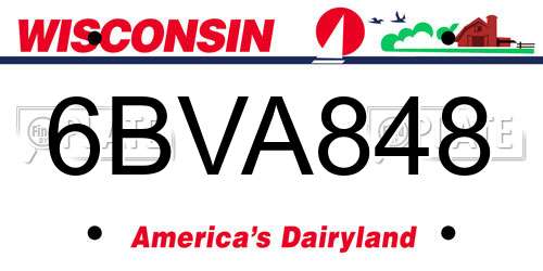 6BVA848 Wisconsin License Plate