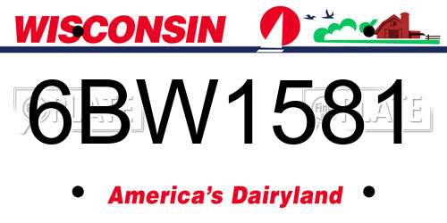 6BW1581 Wisconsin License Plate