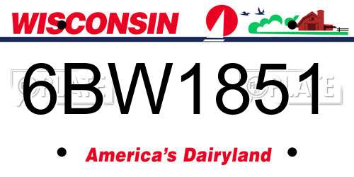 6BW1851 Wisconsin License Plate