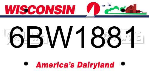 6BW1881 Wisconsin License Plate