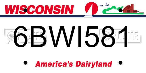 6BWI581 Wisconsin License Plate