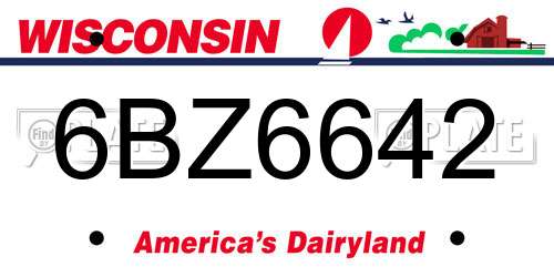 6BZ6642 Wisconsin License Plate