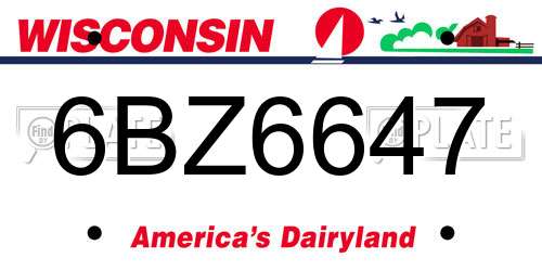6BZ6647 Wisconsin License Plate