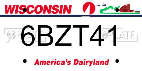 6BZT41 Wisconsin License Plate