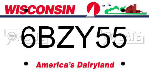 6BZY55 Wisconsin License Plate