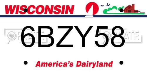 6BZY58 Wisconsin License Plate