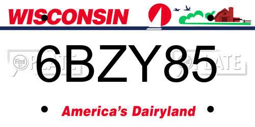 6BZY85 Wisconsin License Plate