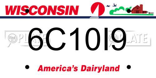6C10I9 Wisconsin License Plate
