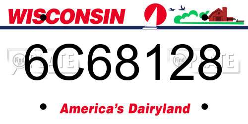 6C68128 Wisconsin License Plate
