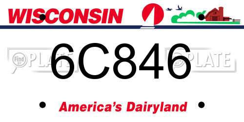 6C846 Wisconsin License Plate