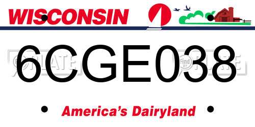 6CGE038 Wisconsin License Plate
