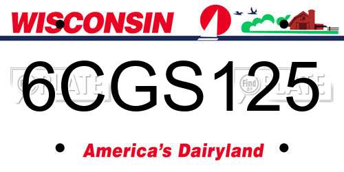 6CGS125 Wisconsin License Plate