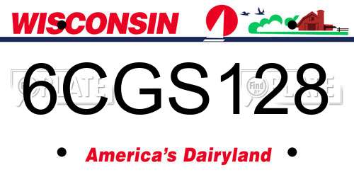 6CGS128 Wisconsin License Plate