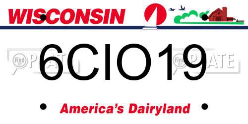6CIO19 Wisconsin License Plate