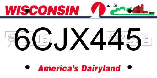 6CJX445 Wisconsin License Plate