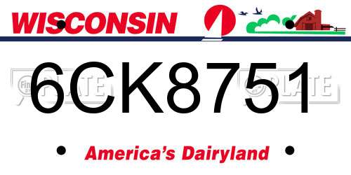 6CK8751 Wisconsin License Plate