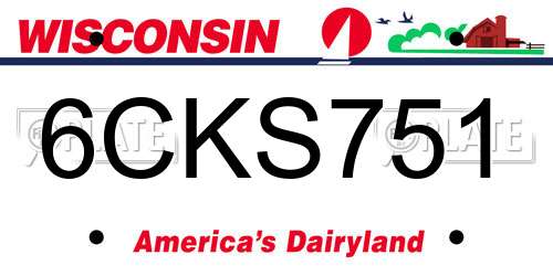 6CKS751 Wisconsin License Plate