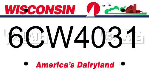 6CW4031 Wisconsin License Plate
