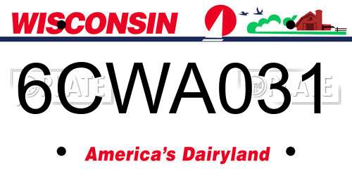 6CWA031 Wisconsin License Plate