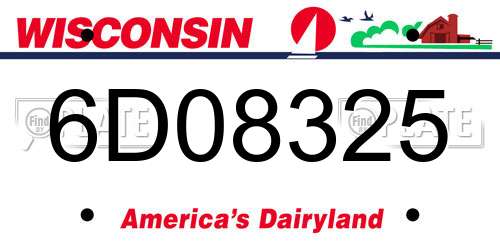 6D08325 Wisconsin License Plate