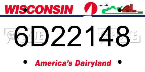 6D22148 Wisconsin License Plate