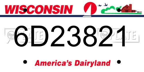 6D23821 Wisconsin License Plate