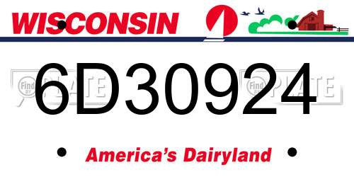 6D30924 Wisconsin License Plate