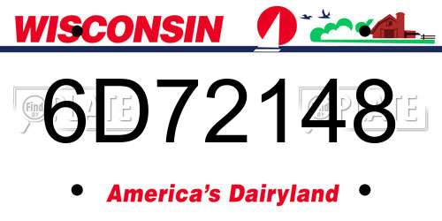 6D72148 Wisconsin License Plate