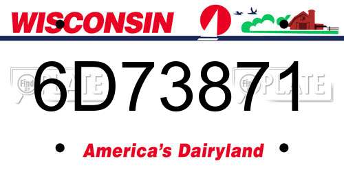 6D73871 Wisconsin License Plate