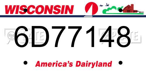 6D77148 Wisconsin License Plate
