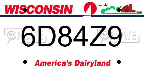 6D84Z9 Wisconsin License Plate