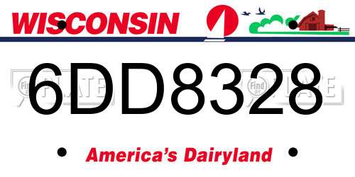 6DD8328 Wisconsin License Plate