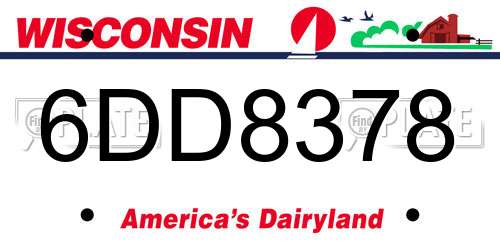 6DD8378 Wisconsin License Plate