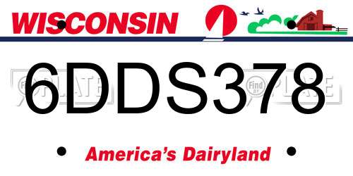6DDS378 Wisconsin License Plate