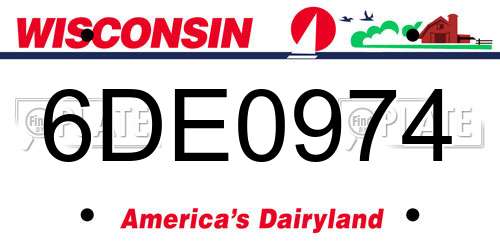 6DE0974 Wisconsin License Plate