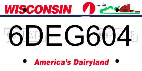 6DEG604 Wisconsin License Plate