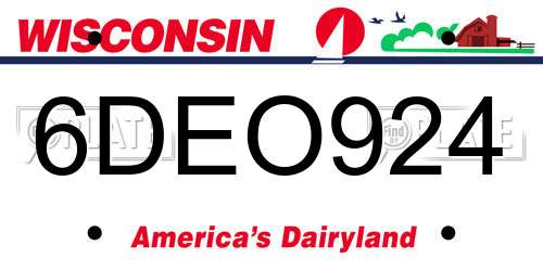 6DEO924 Wisconsin License Plate