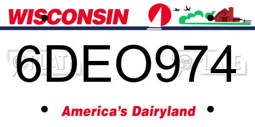 6DEO974 Wisconsin License Plate