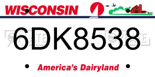 6DK8538 Wisconsin License Plate