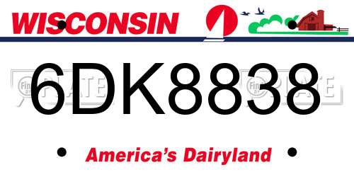 6DK8838 Wisconsin License Plate