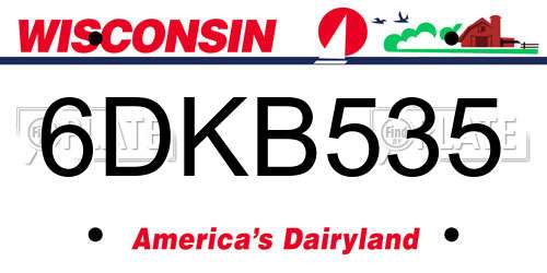 6DKB535 Wisconsin License Plate