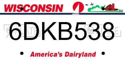 6DKB538 Wisconsin License Plate