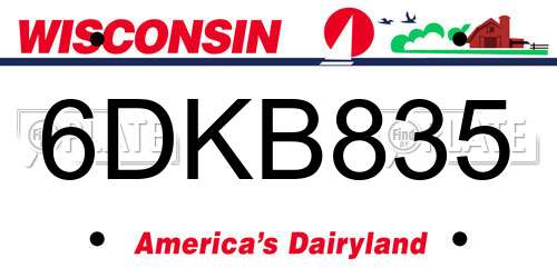 6DKB835 Wisconsin License Plate