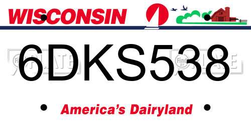 6DKS538 Wisconsin License Plate