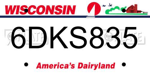 6DKS835 Wisconsin License Plate