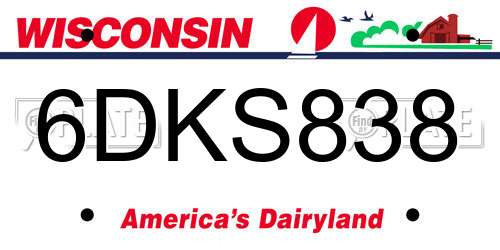6DKS838 Wisconsin License Plate