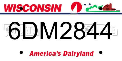 6DM2844 Wisconsin License Plate