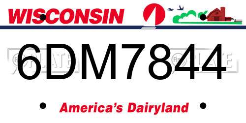 6DM7844 Wisconsin License Plate